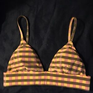 Tigerlily Shimmer Gingham Plunge Bikini Top Size 4